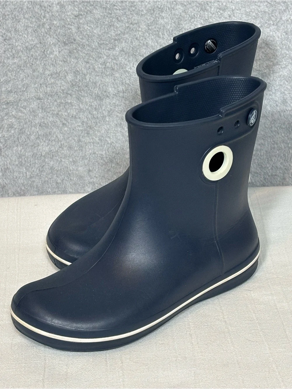 Crocs Jaunt Shorty Waterproof Ankle Rain Boots-Navy Blue-Women Size 7